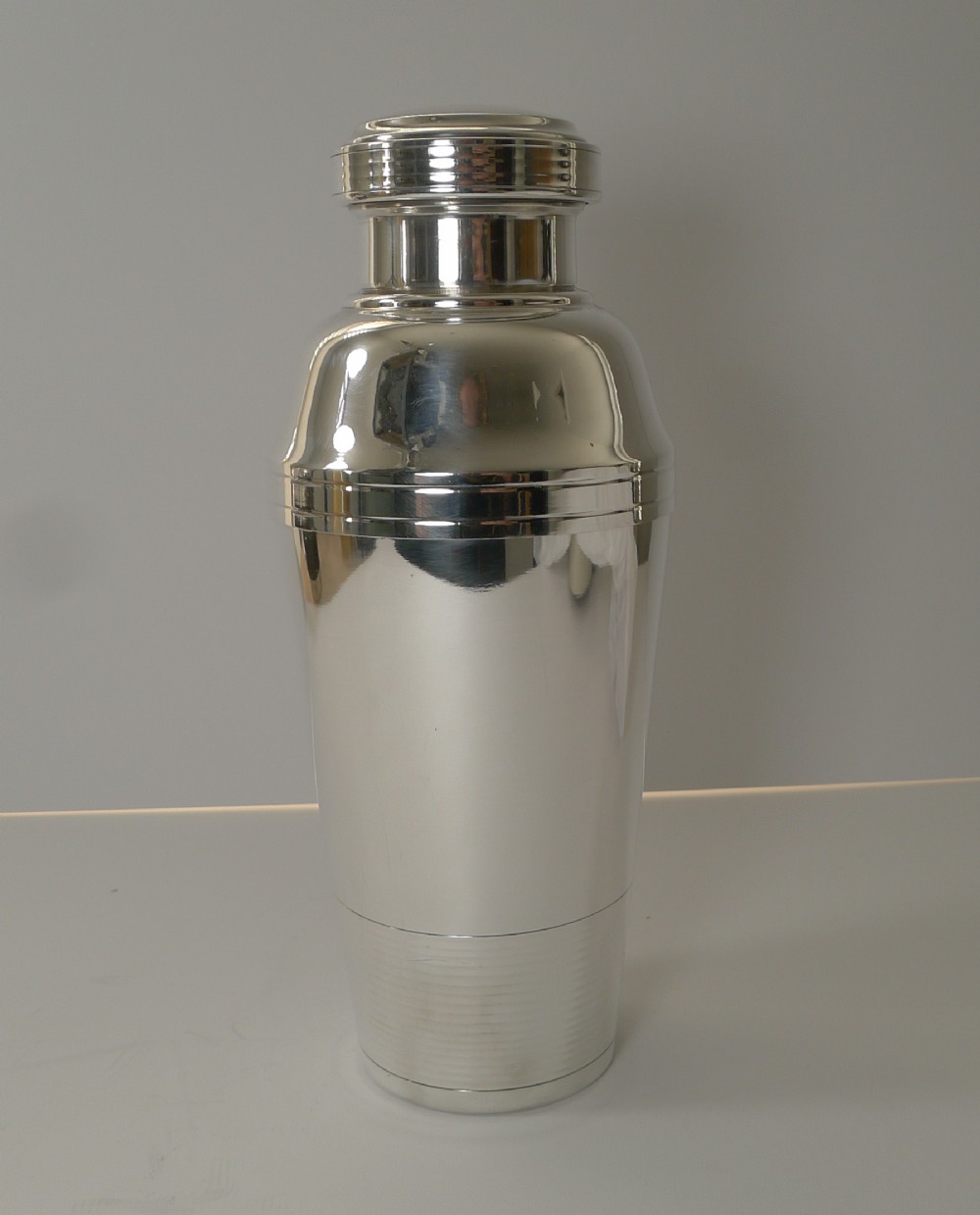 striking large french art deco silver plated cocktail shaker c1930