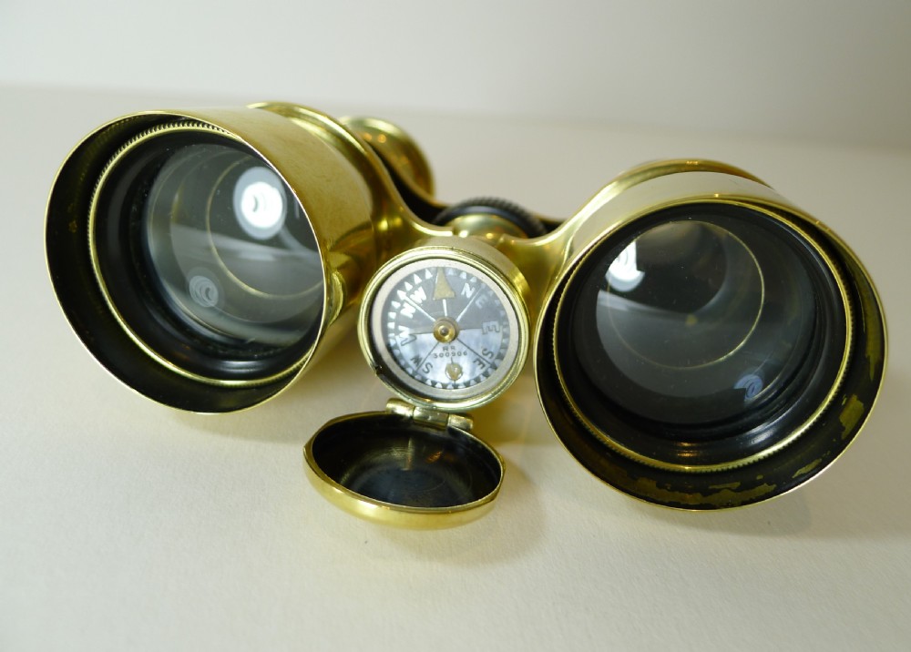 antique english field glasses binoculars by lawrence and mayo with compass