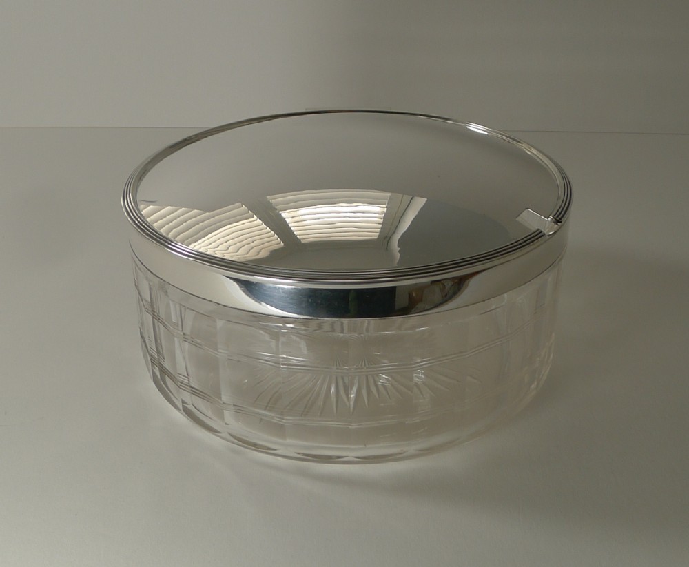 unusual scottish cut glass and silver plated lidded serving dish c1920