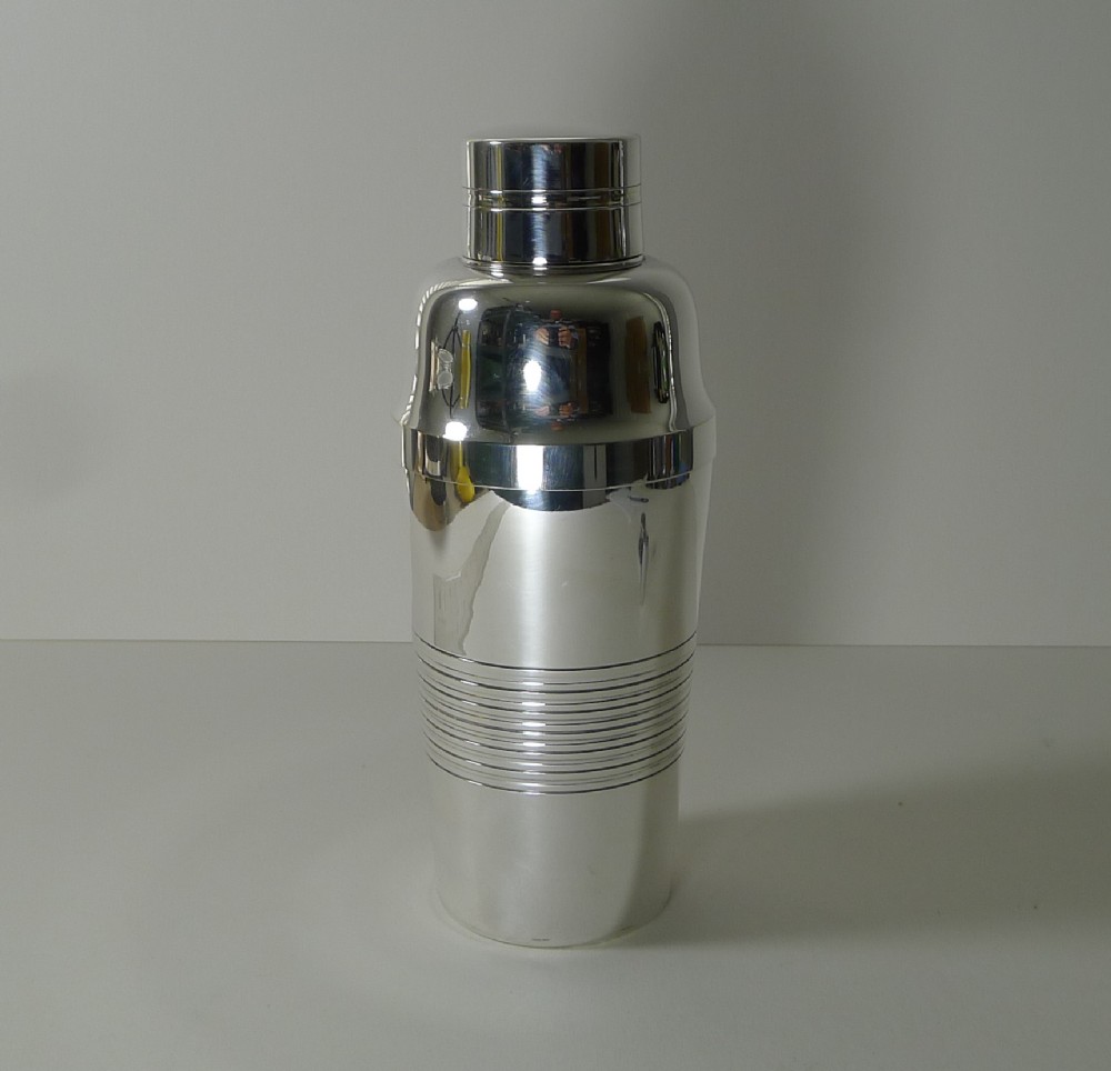 smart french art deco silver plated cocktail shaker c1930