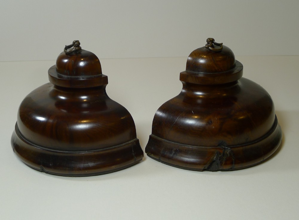 unusual pair georgian solid yew wood bookends c1800