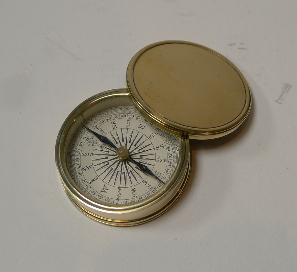 antique english brass cased compass c1890