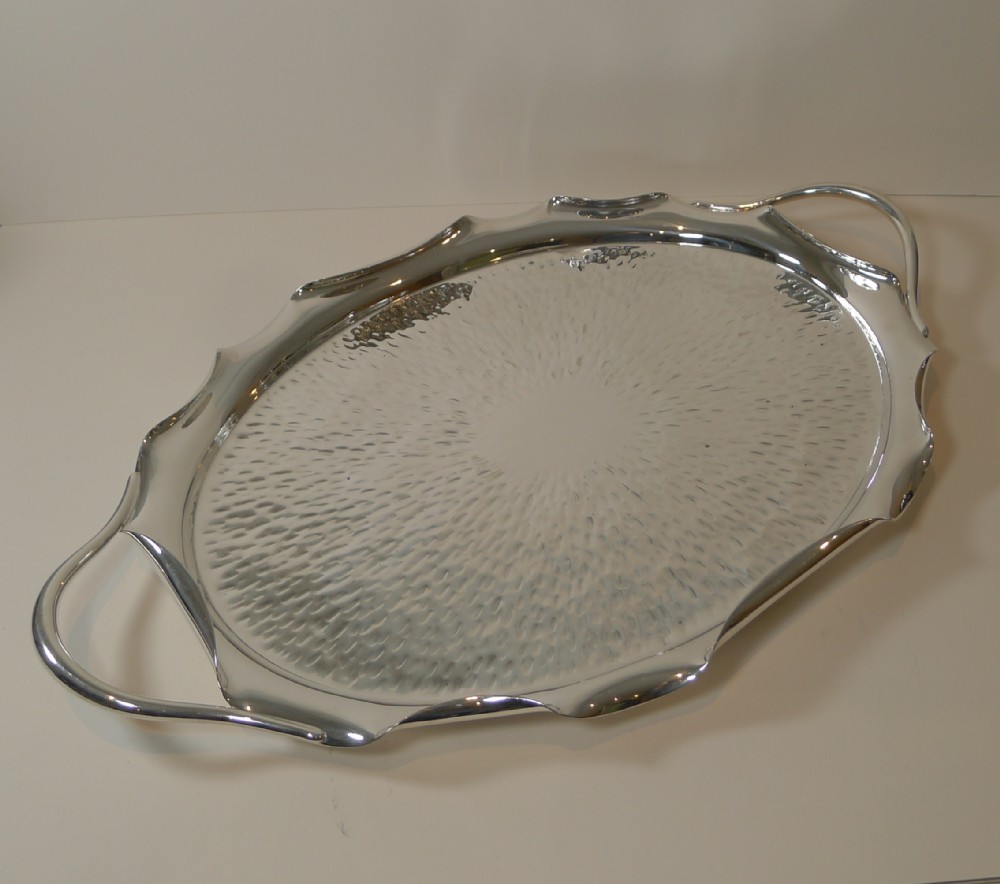 large hukin and heath silver plated serving tray c1890
