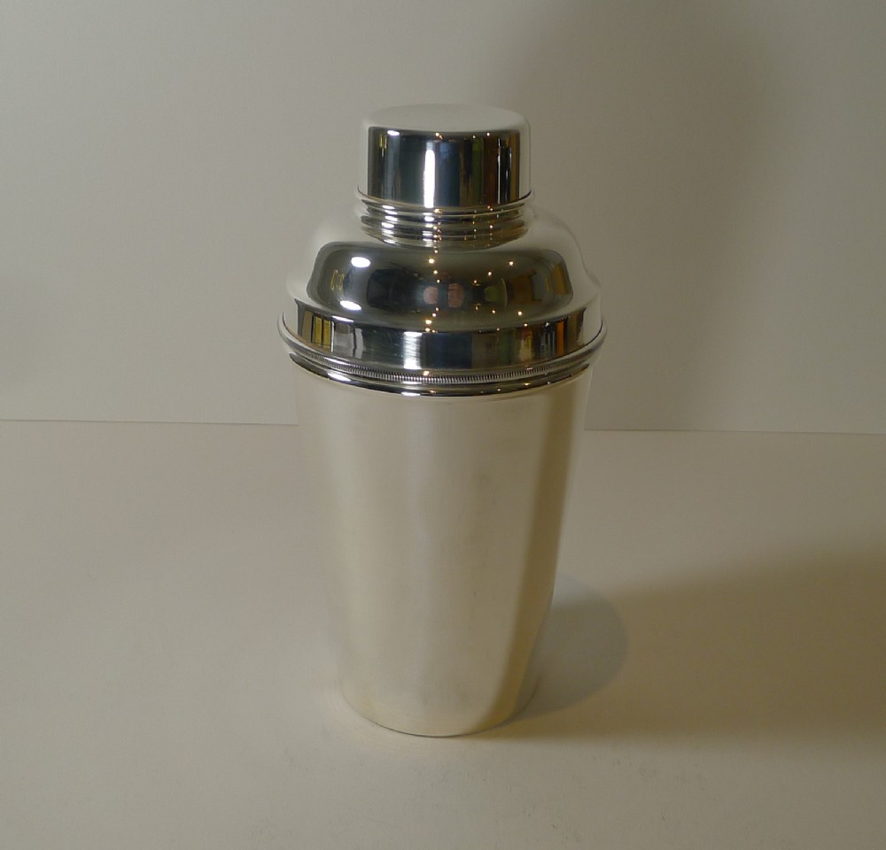 large 1 12 pint silver plated cocktail shaker by suckling ltd c1930