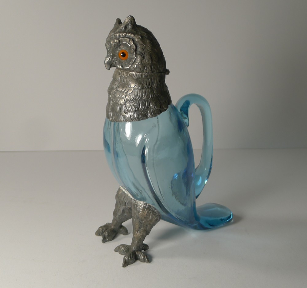 rare early 20th century austrian novelty owl decanter c1910