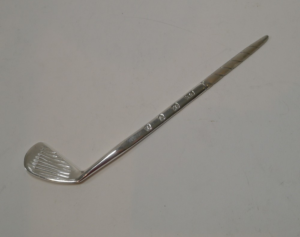 vintage english solid silver novelty golf club letter opener london 1984