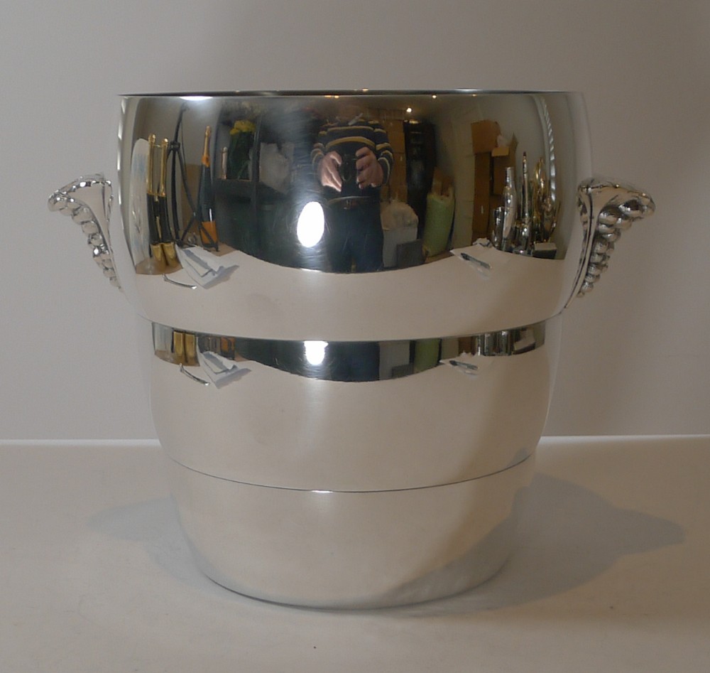 art deco french silver plated champagne bucket wine cooler c1930