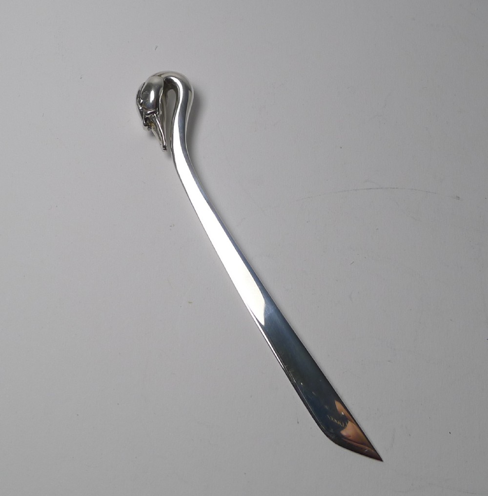 stunning solid silver swan letter opener by sarah jones