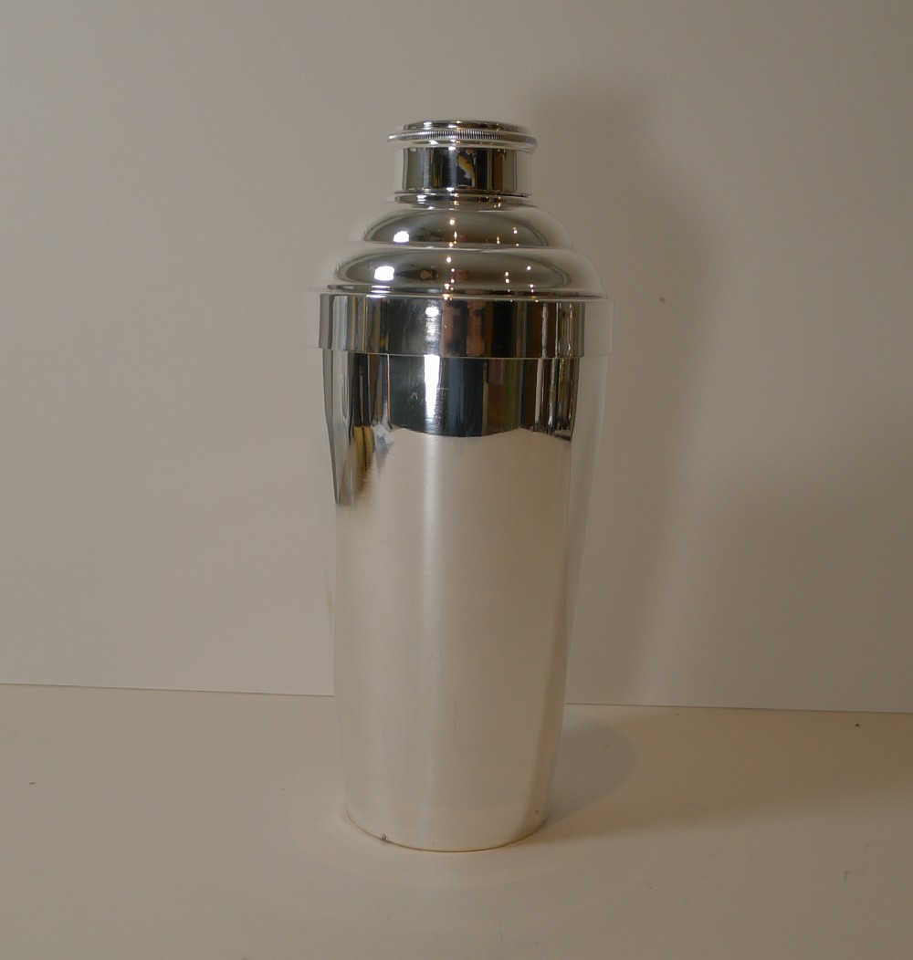 large french art deco silver plated cocktail shaker c1930's