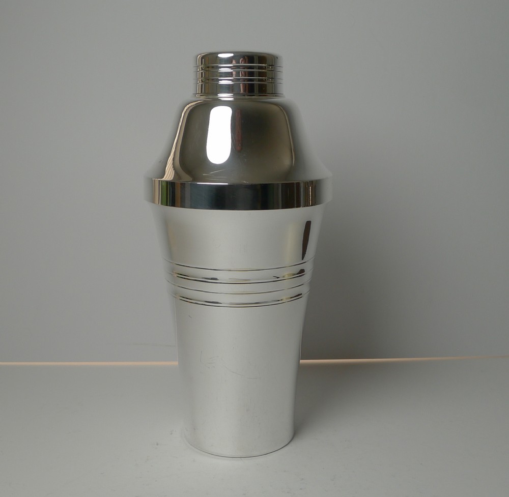french art deco silver plated cocktail shaker c1930 le chardon by st medard paris