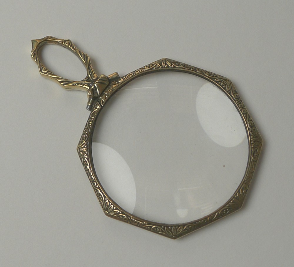 pretty brass framed magnifying glass quizzer c1880