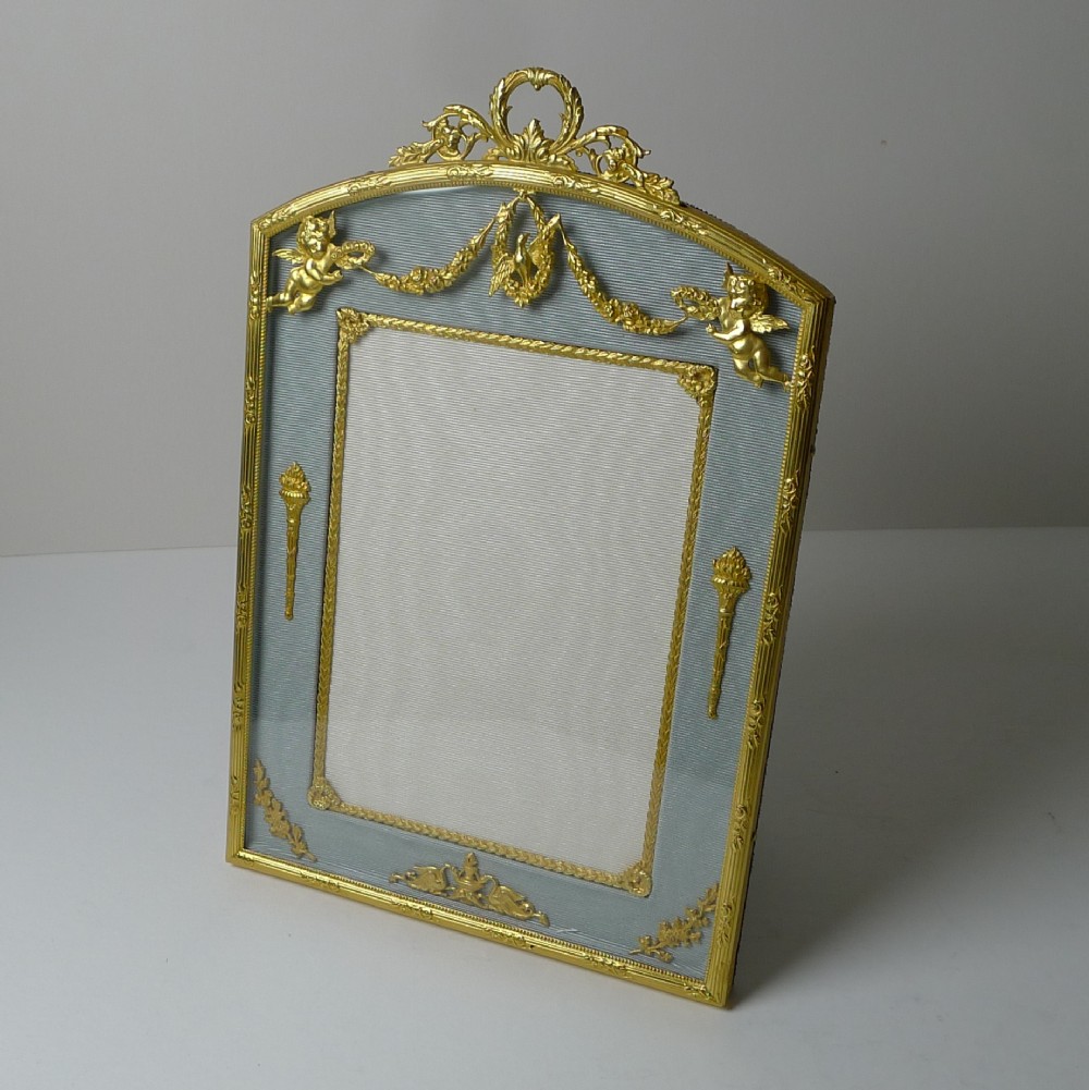 french gilded bronze photograph picture frame cherubs c1900