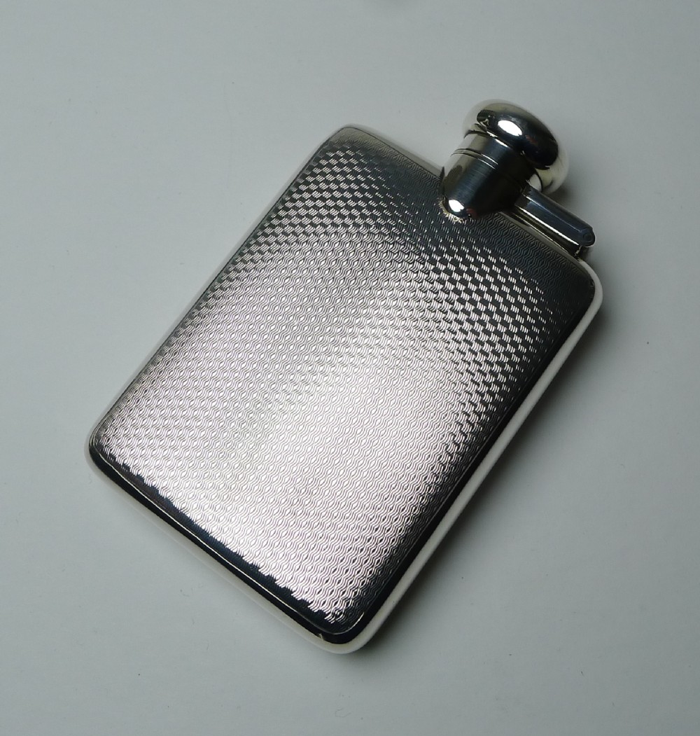 handsome small sterling silver hip spirit flask 1926