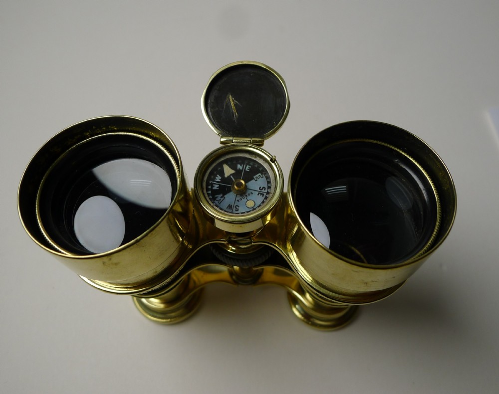 antique english field glasses binoculars by lawrence and mayo with compass