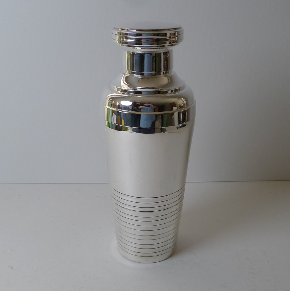 handsome french silver plated art deco cocktail shaker