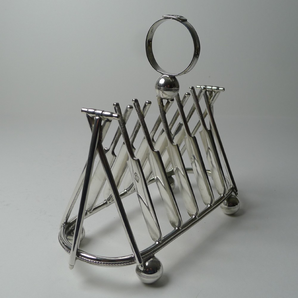 rare silver plated cricket toast rack reg 1872