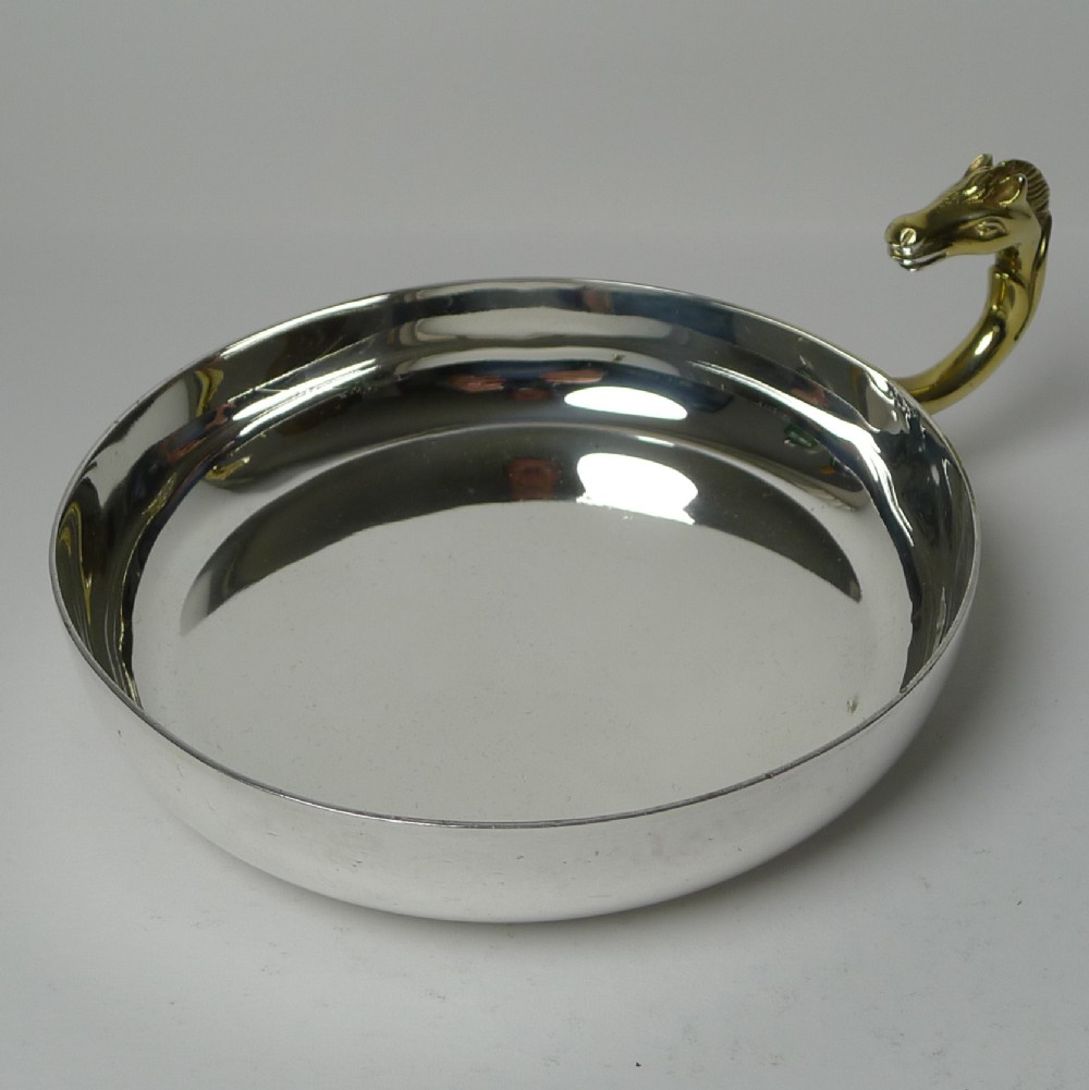 hermes silver plate and gold plate horse vide poche c1960