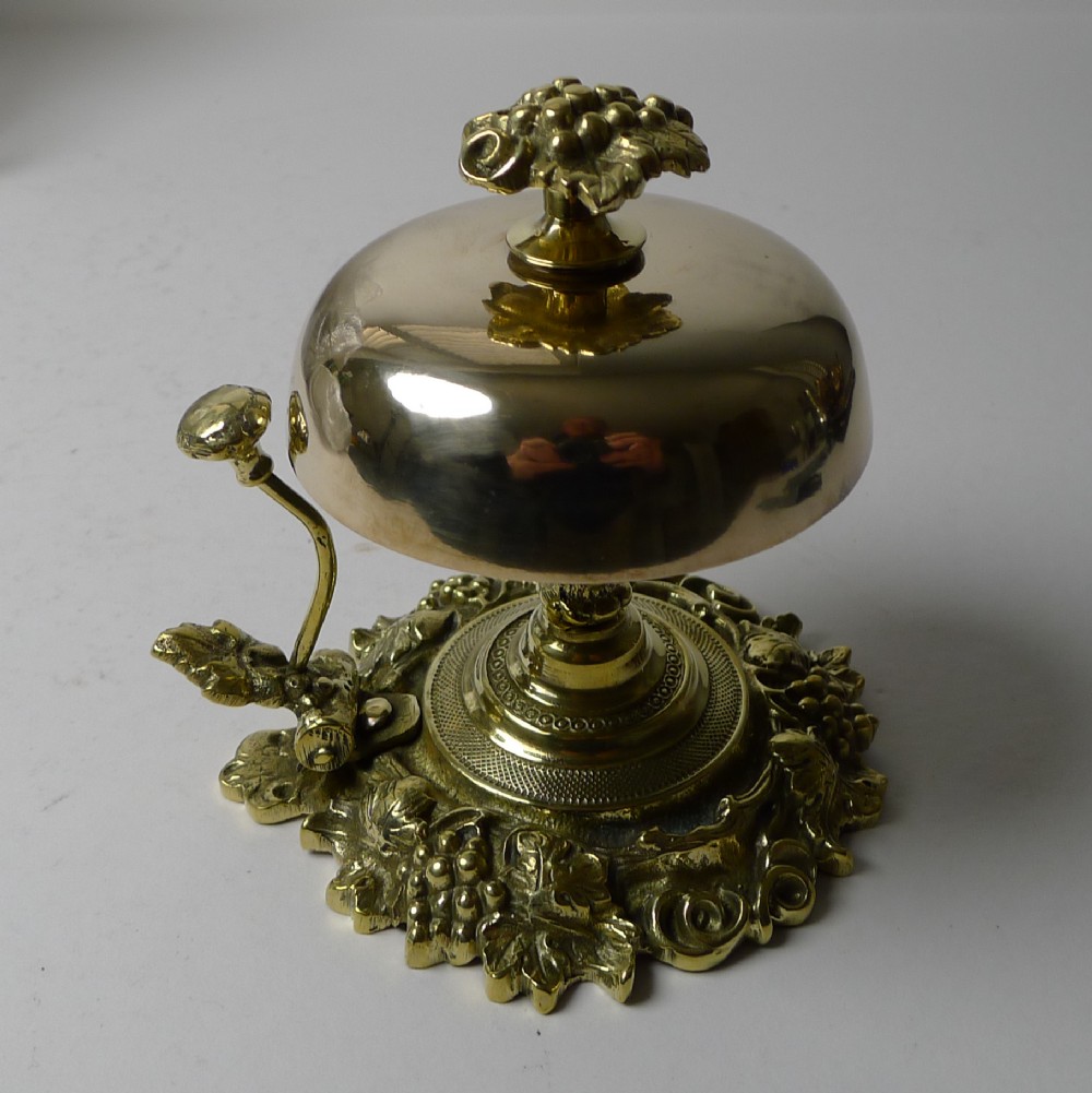 antique english polished brass counter desk bell c1890