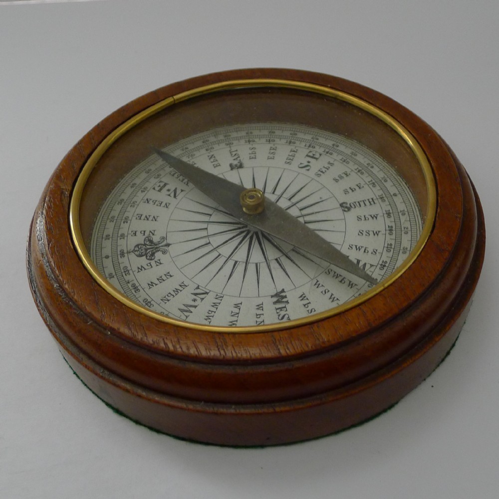 large english edwardian mahogany desk compass c1910