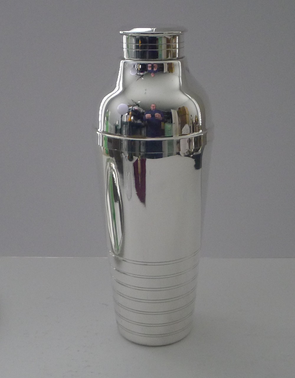 large french art deco cocktail shaker in silver plate c1930