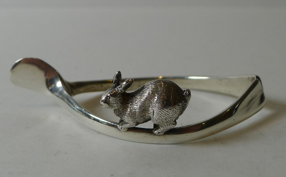 antique english sterling silver napkin ring rabbit