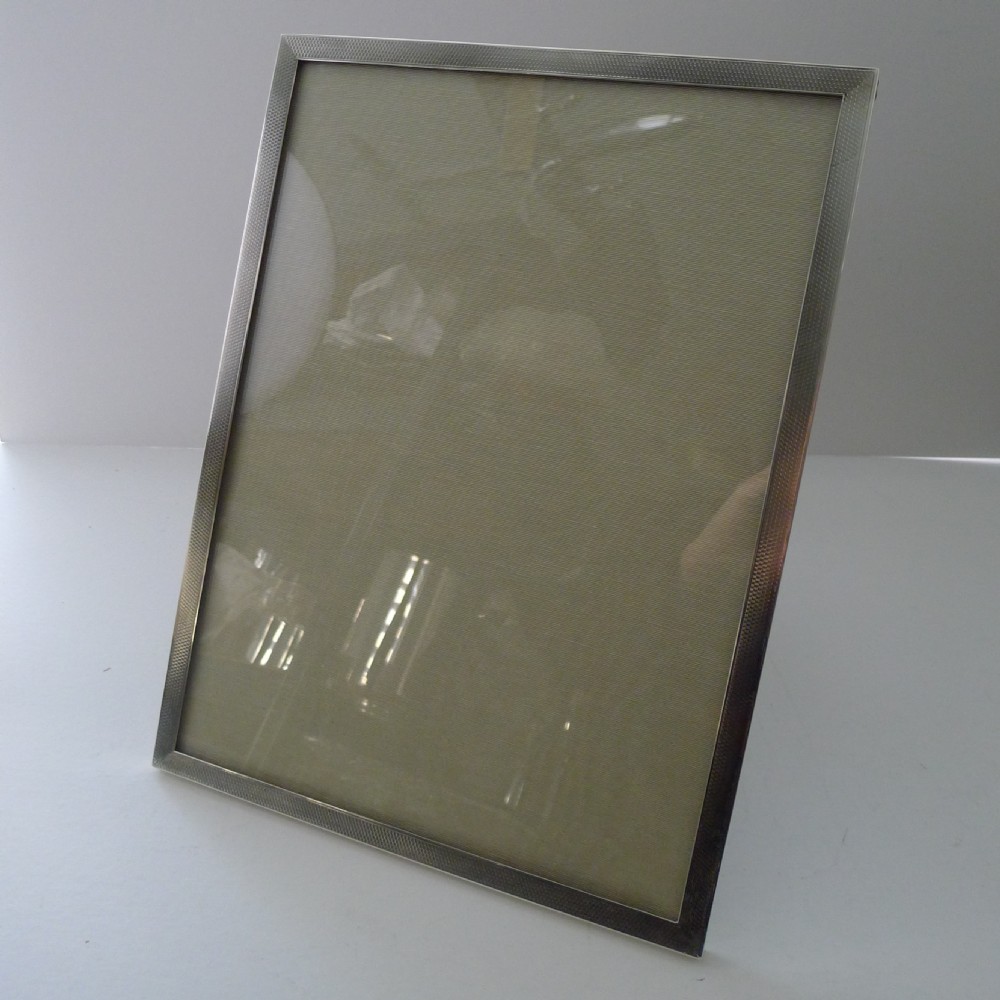 large art deco engine turned sterling silver picture frame
