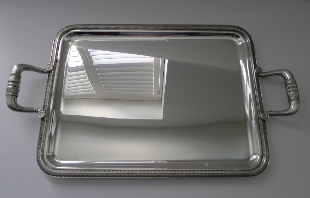christofle paris large vintage malmaison silver plated tray