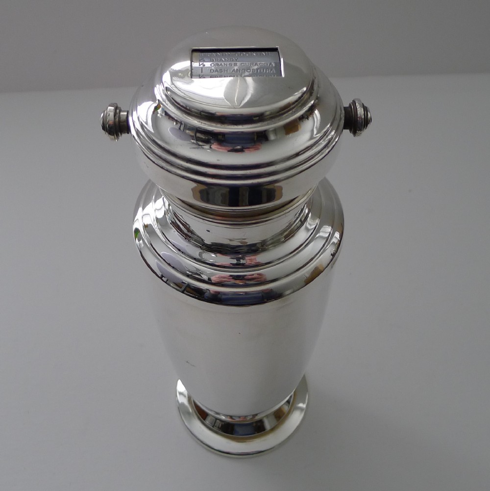 a silverplated art deco 'mixit' recipe cocktail shaker c s green