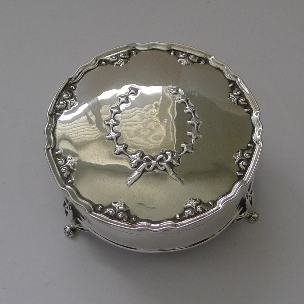 antique english sterling silver jewellery box 1918