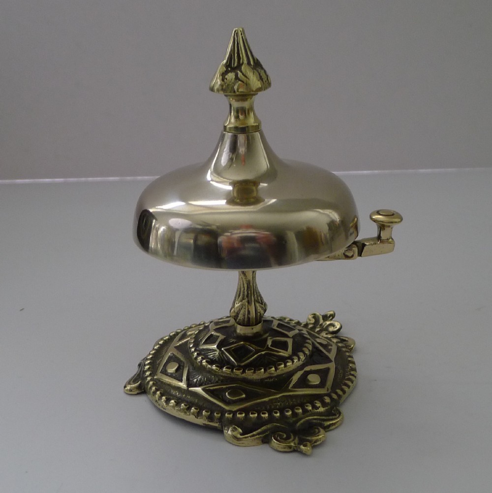 antique english polished brass counter desk bell c1890