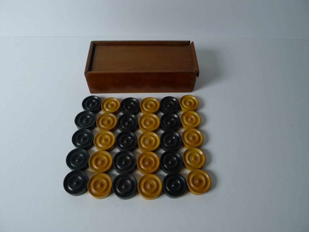 small set antique draughts checkers backgammon counters