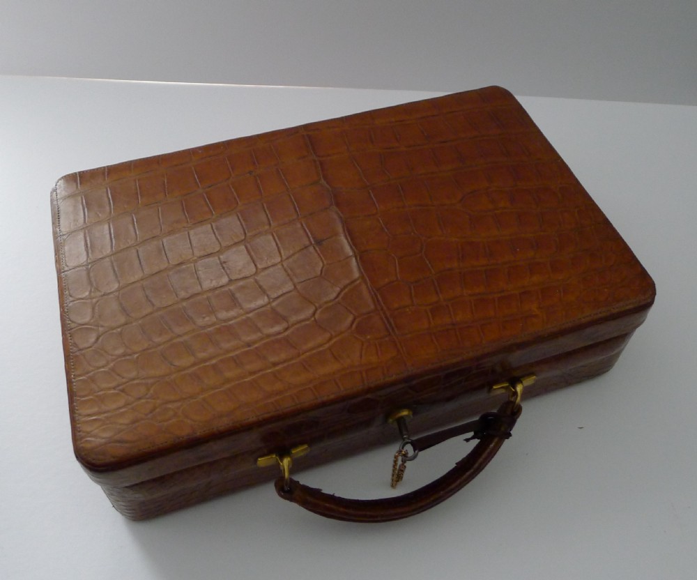 superb antique english crocodile jewellery box by mappin webb