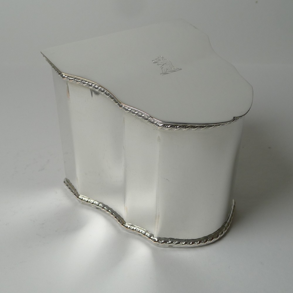 antique english silver plated tea caddy knife box shape
