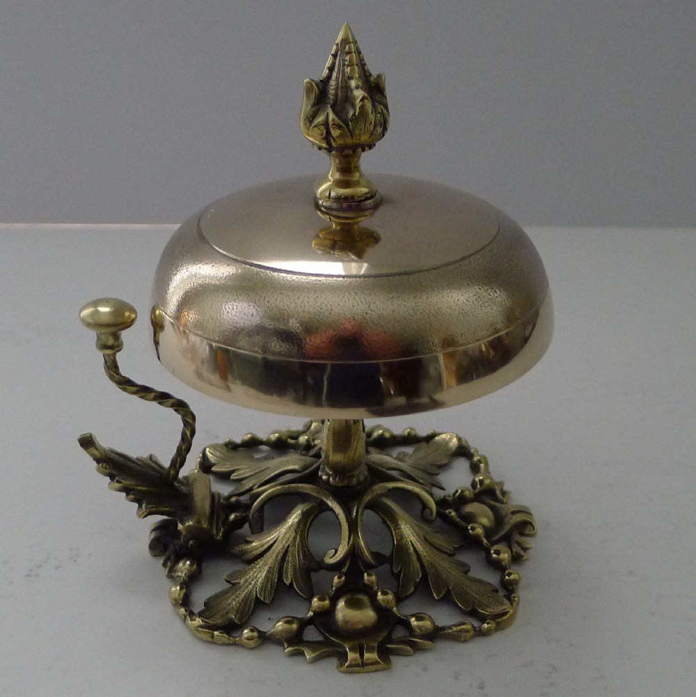 large antique english brass desk counter bell c1890