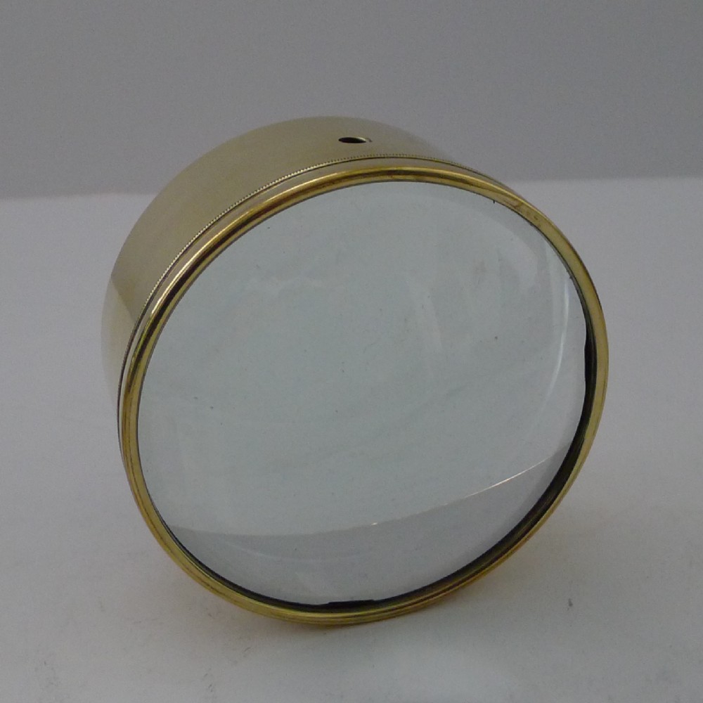 large english antique brass desk magnifying glass paperweight c1910