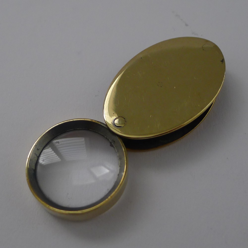 antique brass folding magnifying glass loop c1920