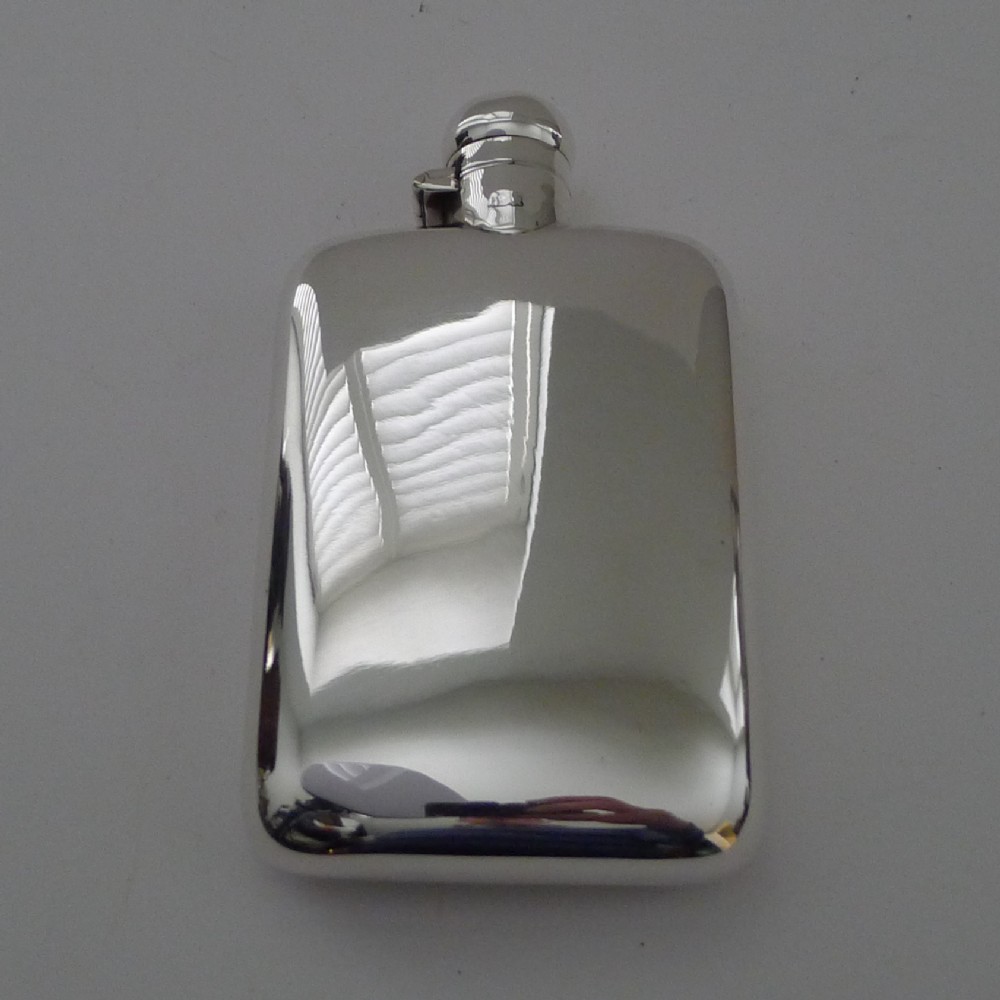 smart antique english sterling silver hipflask 1917