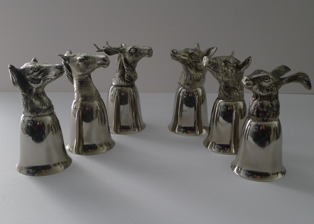 mauro manetti italy set six figural stirrup cups c1970