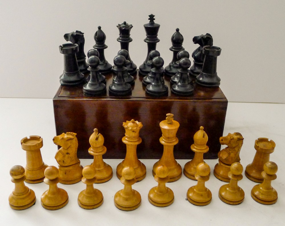 large weighted chess set by benetfink cheapside london c1900