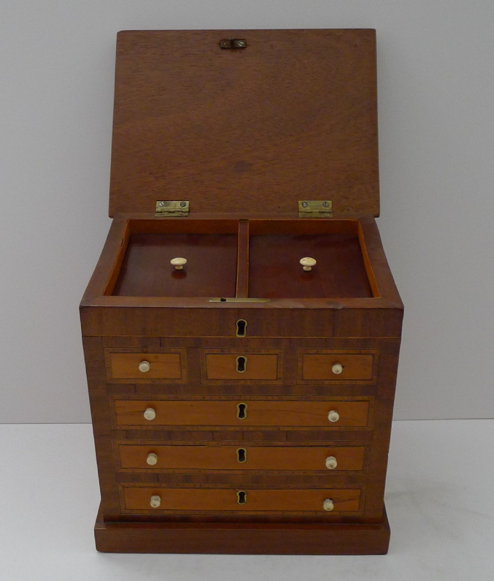 rare english mahogany tea caddy form of chest of drawers c1880