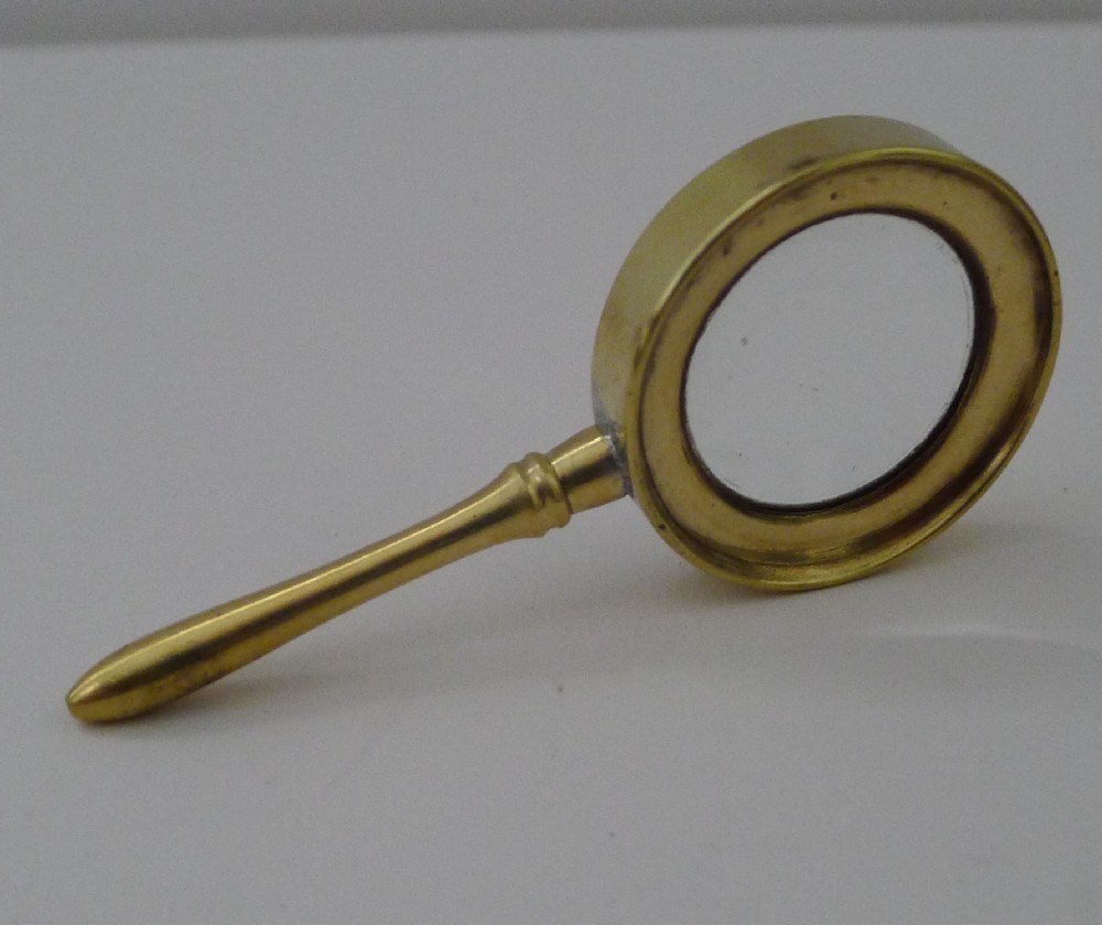 small antique english brass magnifying glass c1910