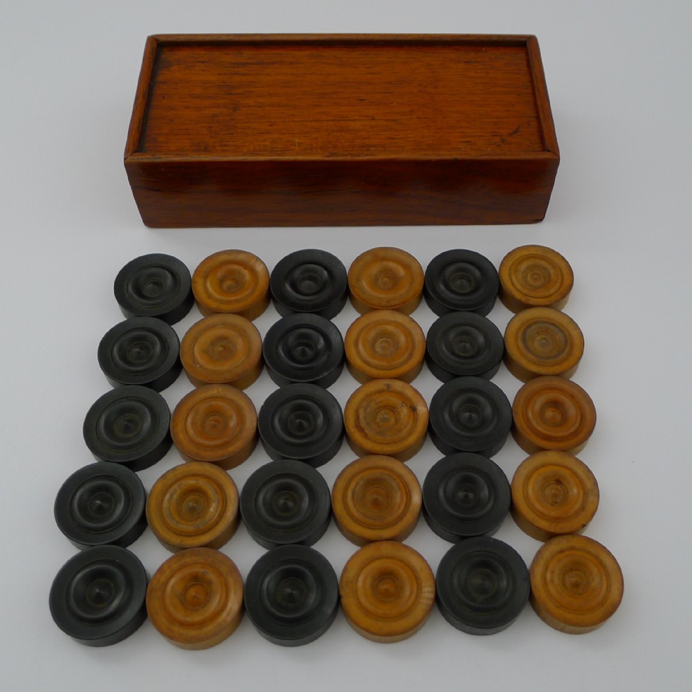 small set antique draughts checkers backgammon counters