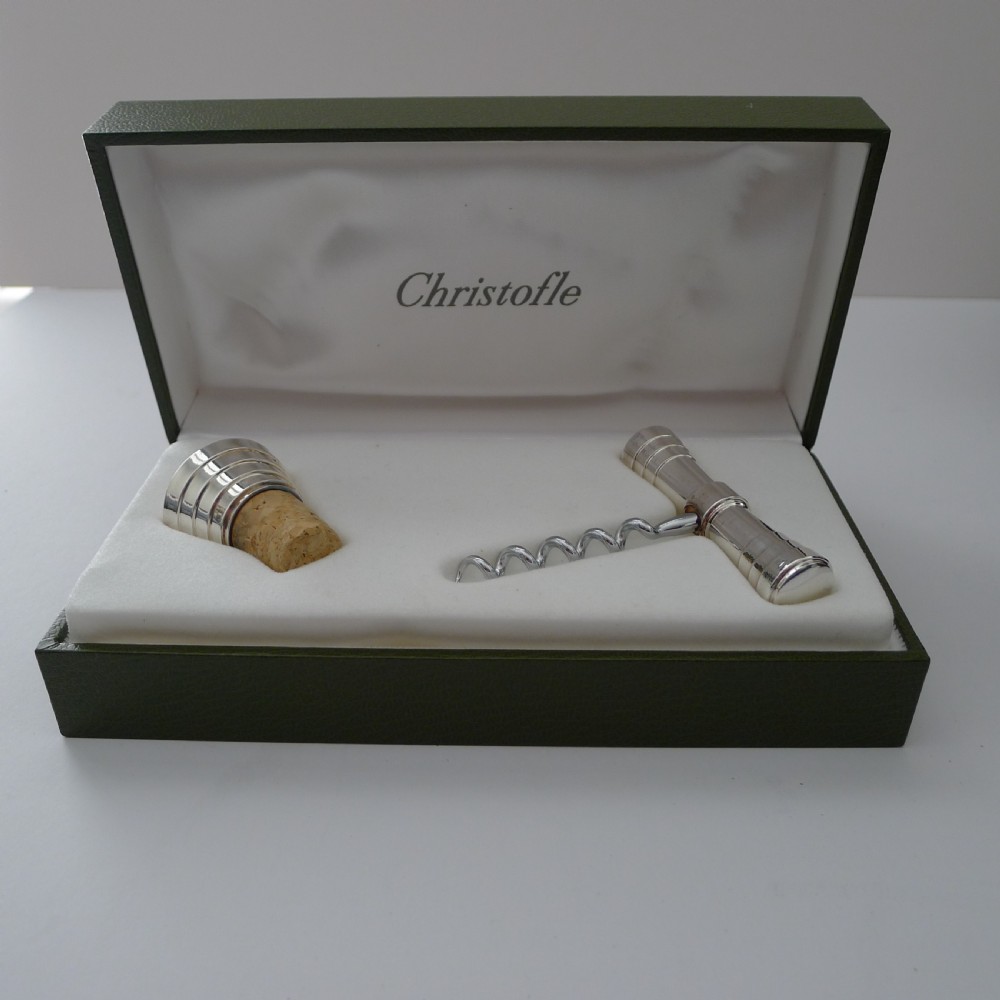 vintage christofle cased folio corkscrew and stopper