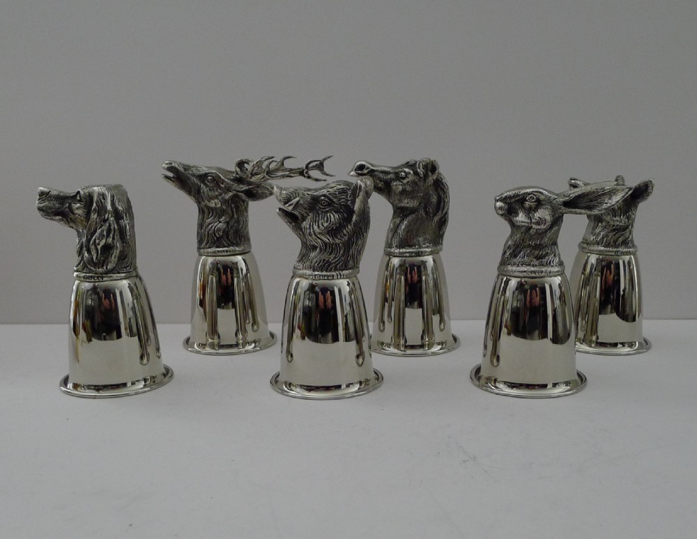 gucci italy rare set six figural stirrup cups c1970