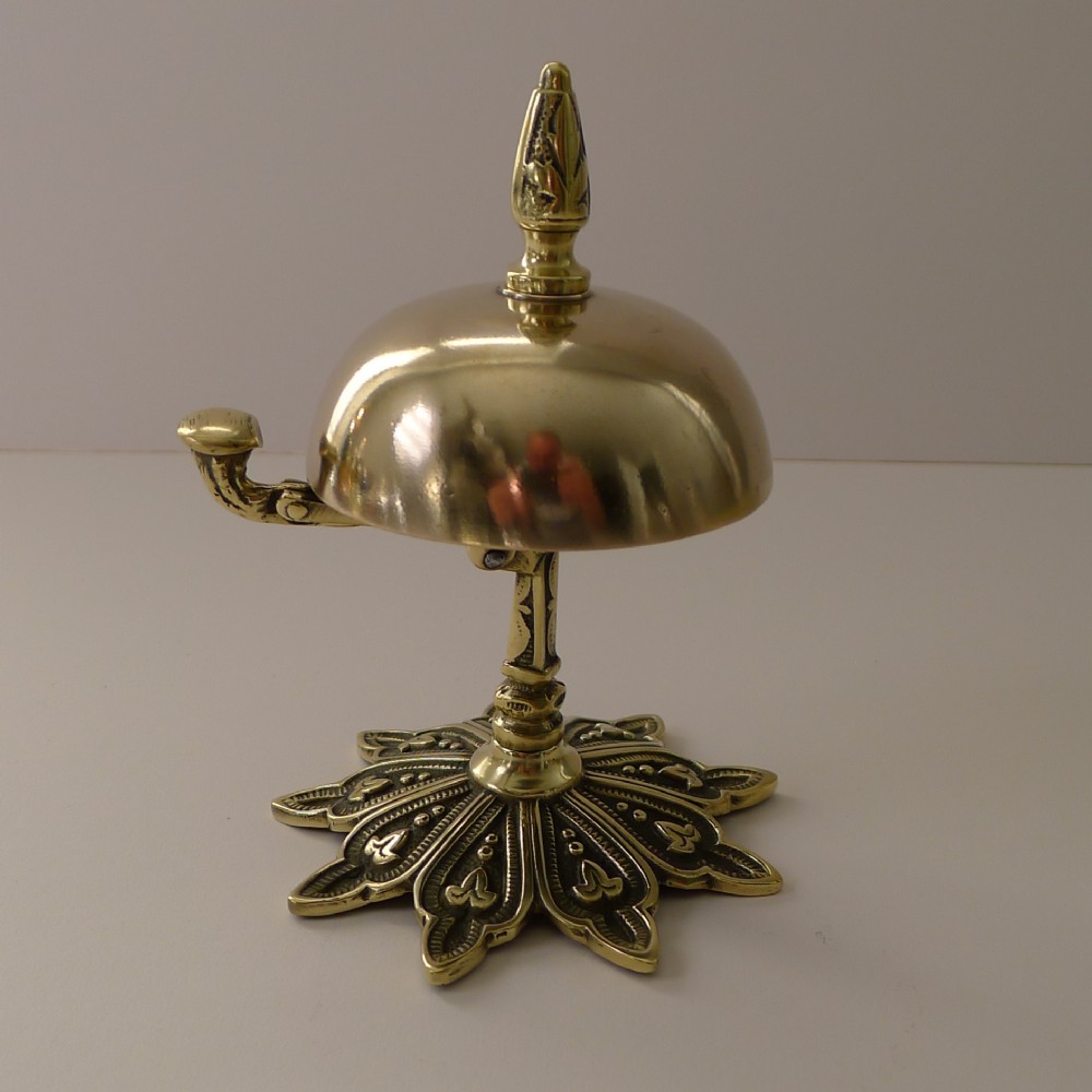 antique english brass desk counter bell c1890