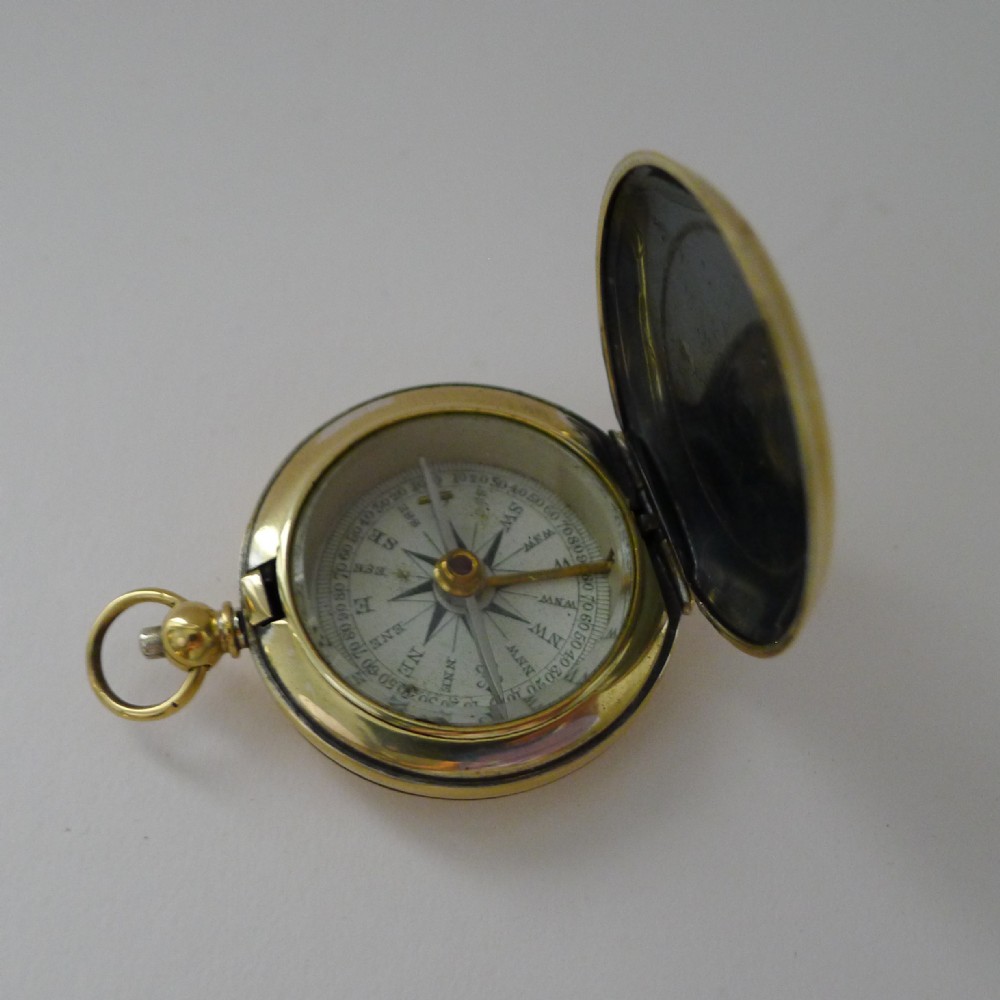 antique english brass cased compass c1900