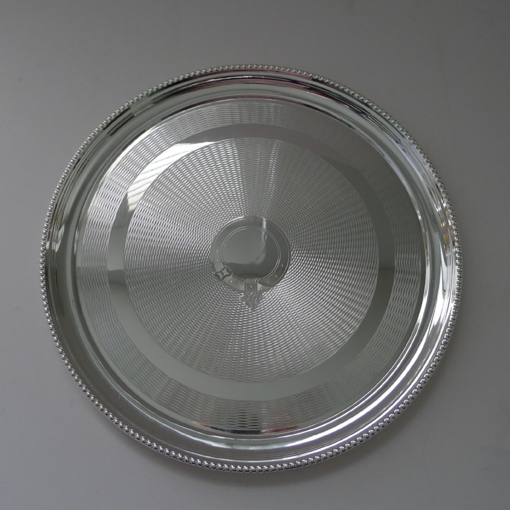 silver plated circular cocktail tray by walker hall c1900