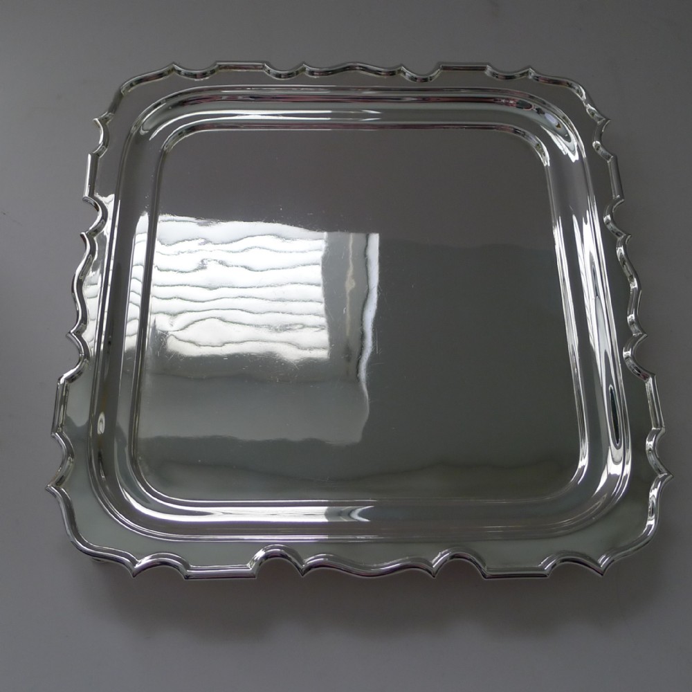 antique square silver plated cocktail drinks tray by walker hall c1920