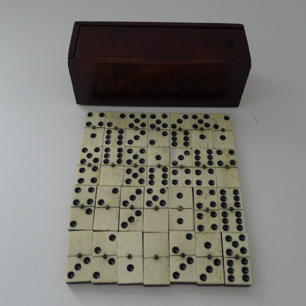 charming small set antique english dominoes c1910