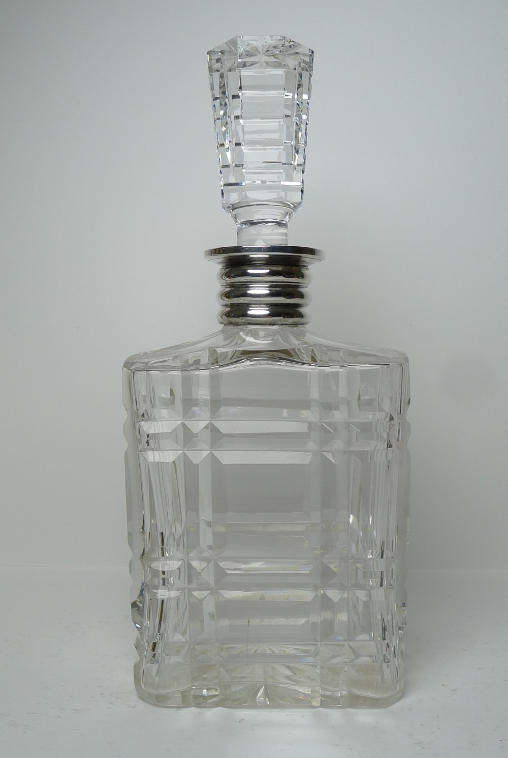 striking english cut crystal and sterling silver art deco decanter 1935